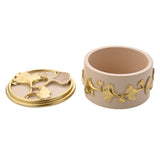 Classic Ginkgo Blush Round Resin Trinket Box with Lid - Pink