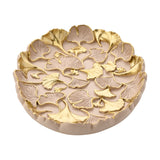 Classic Gold Ginkgo Leaf Oval Resin Trinket Dish - Blush