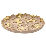 Classic Gold Ginkgo Leaf Oval Resin Trinket Dish - Blush
