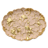 Classic Gold Ginkgo Leaf Oval Resin Trinket Dish - Blush