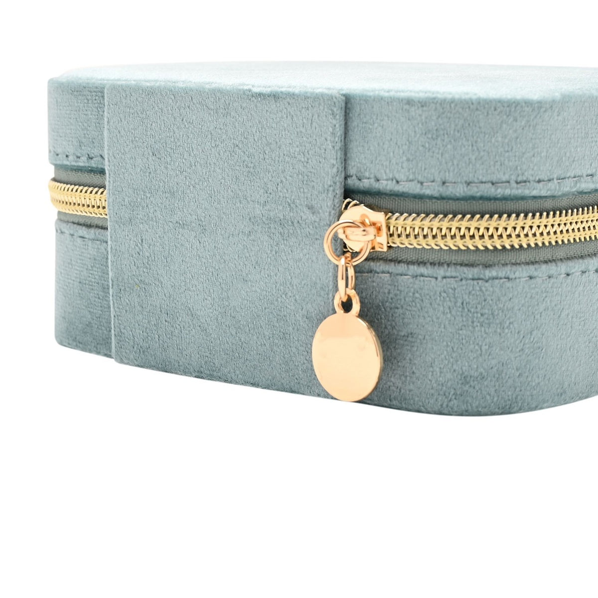 Classic Velvet Jewellery Box with Zip and Ring Rolls - Blue