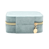 Classic Velvet Jewellery Box with Zip and Ring Rolls - Blue
