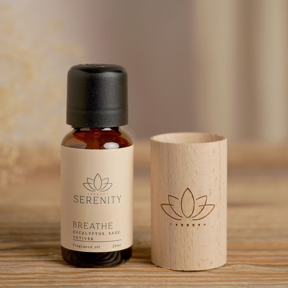 Breathe Wooden Oil Diffuser with Fragrance Oil - Natural