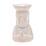 Praying Buddha Glazed Ceramic Wax Melt Burner - Off White