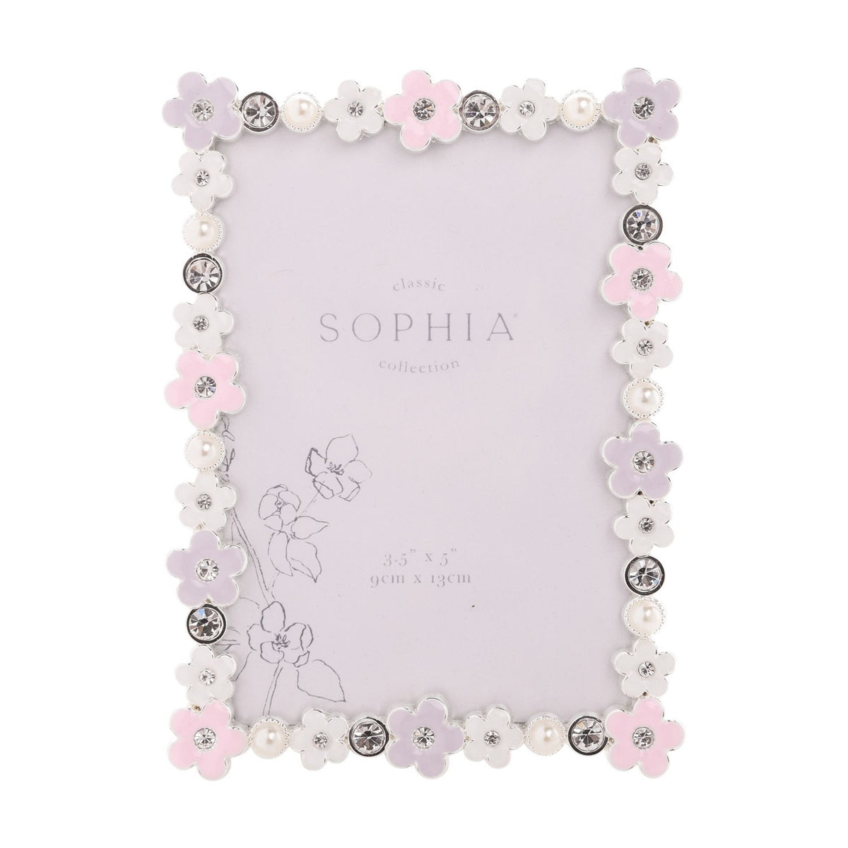 Classic Daisy Metal Photo Frame 5 x 3.5in - White & Black