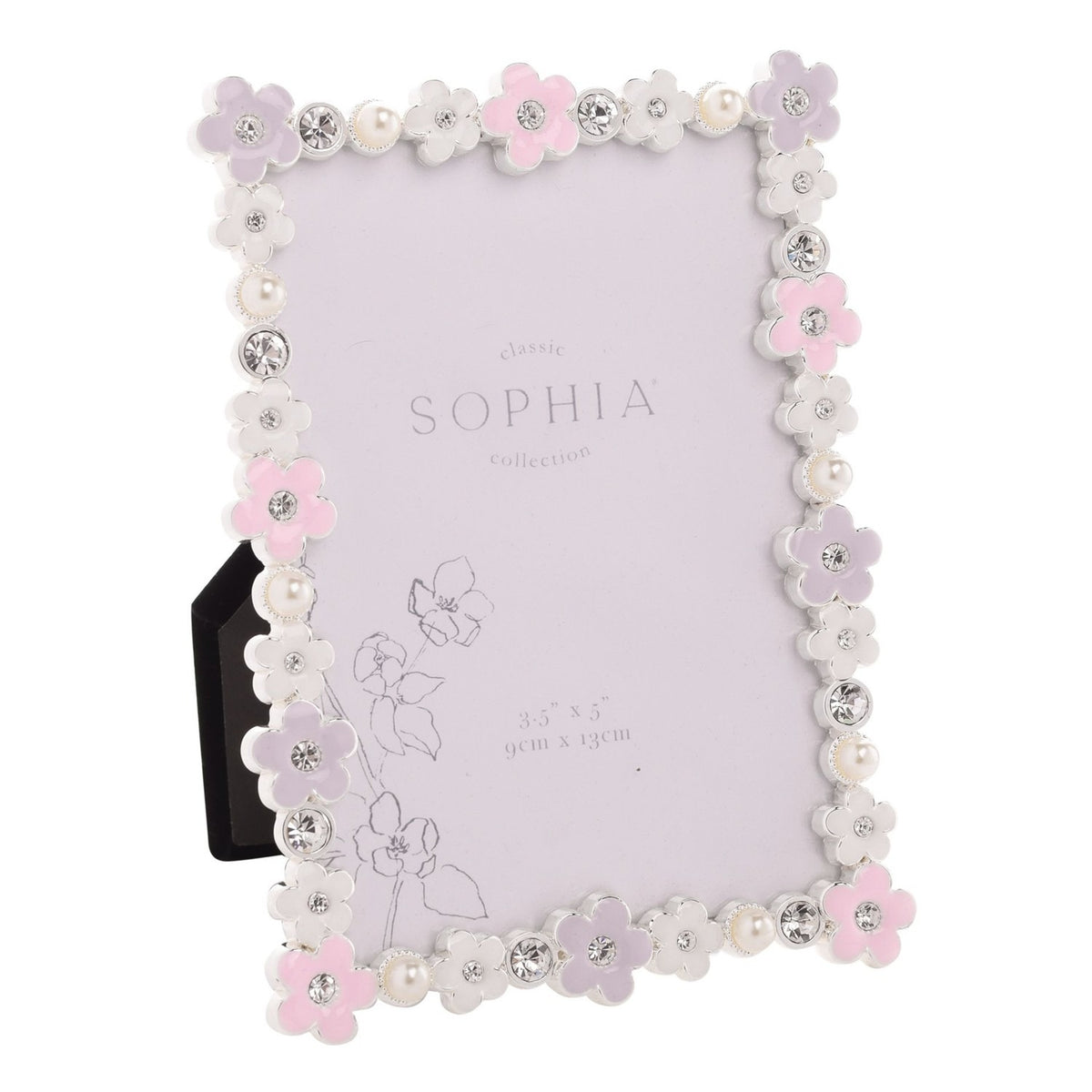 Classic Daisy Metal Photo Frame 5 x 3.5in - White & Black
