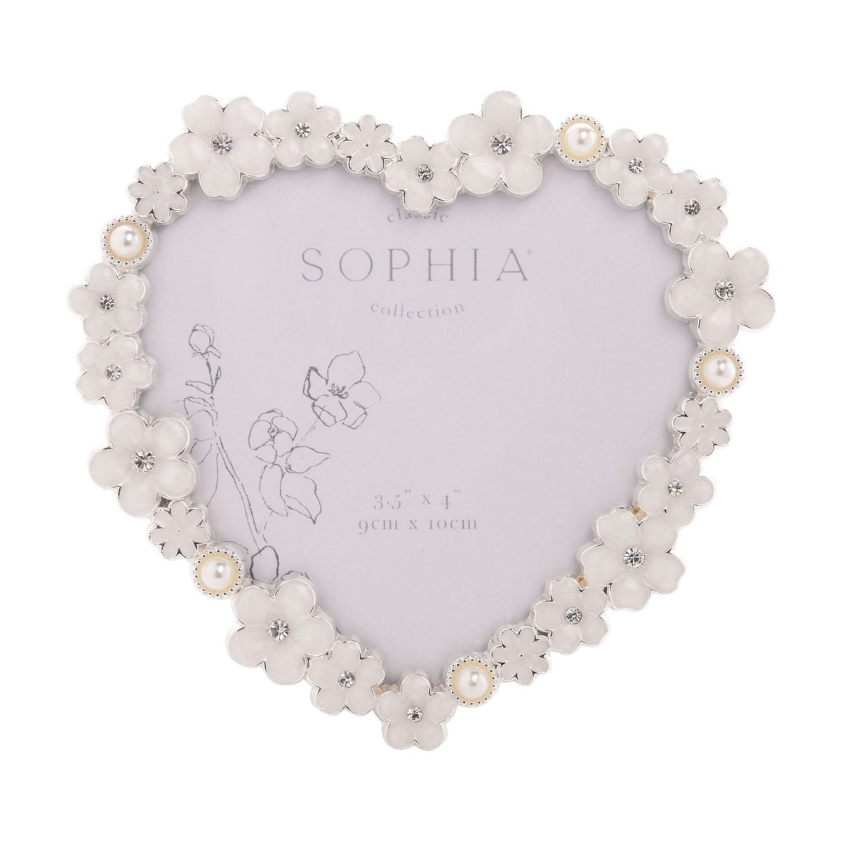 Classic Daisy Heart Metal Photo Frame 4 x 3.5in - White & Black