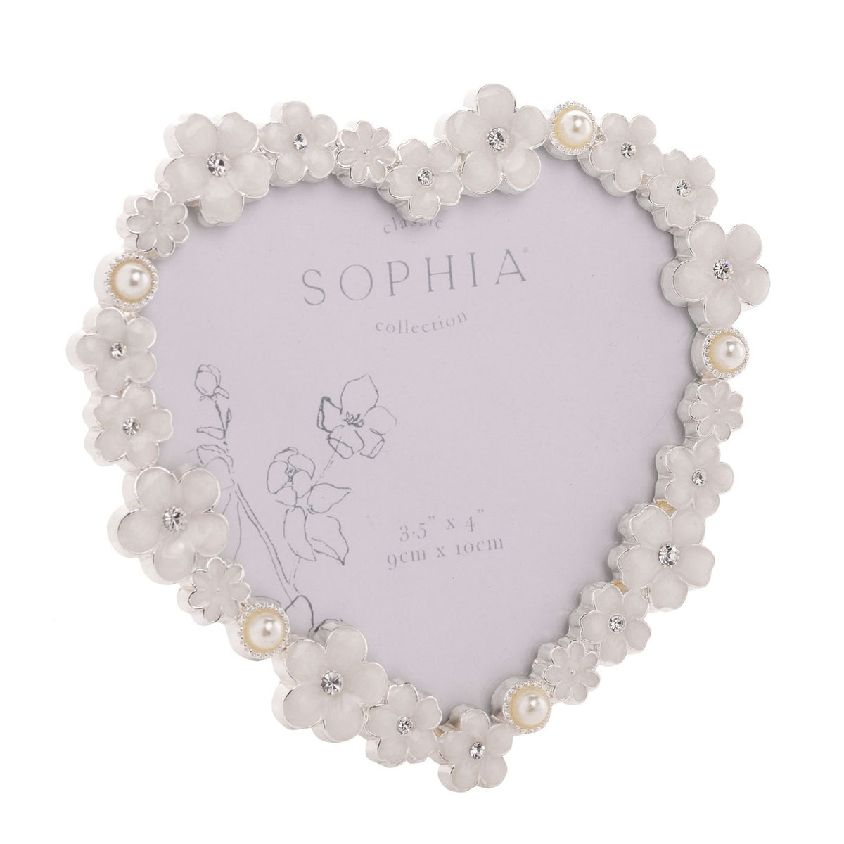 Classic Daisy Heart Metal Photo Frame 4 x 3.5in - White & Black