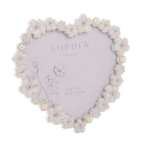 Classic Daisy Heart Metal Photo Frame 4 x 3.5in - White & Black