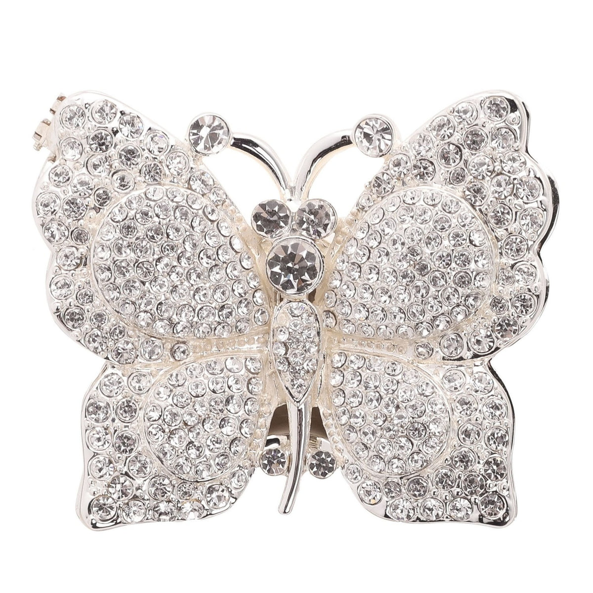 Classic Butterfly Metal Trinket Box with Hinged Lid - White