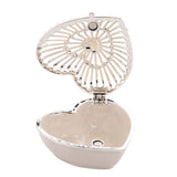 Classic Sunburst Heart Trinket Box with Hinged Lid - White