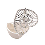 Classic Sunburst Heart Trinket Box with Hinged Lid - White