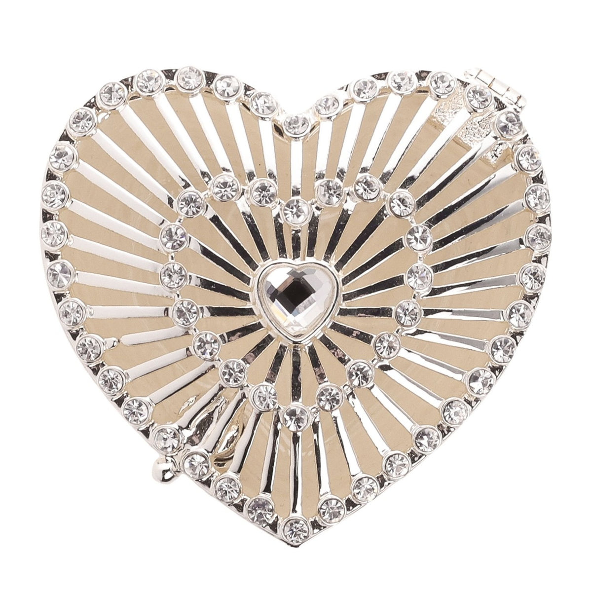Classic Sunburst Heart Trinket Box with Hinged Lid - White