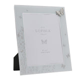 Classic Floral Butterfly Glass Photo Frame 10 x 8in - Silver