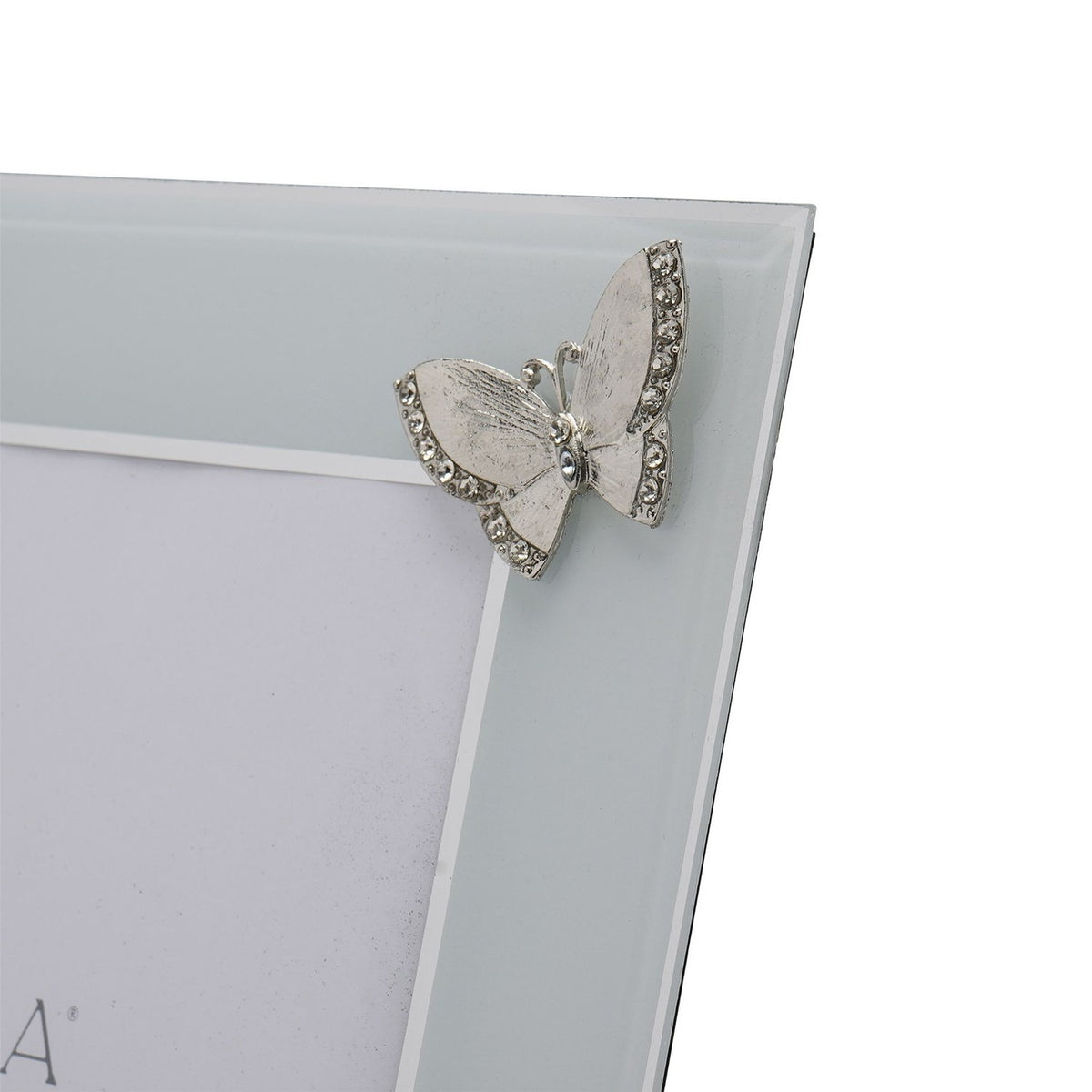 Classic Floral Butterfly Glass Photo Frame 10 x 8in - Silver