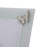 Classic Floral Butterfly Glass Photo Frame 10 x 8in - Silver