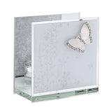 Classic Butterfly Single Tealight Glass Candle Holder - Silver