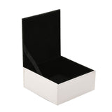 Small Square Butterfly Glass Trinket Box - White & Silver