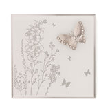 Medium Square Butterfly Glass Trinket Box - White & Silver