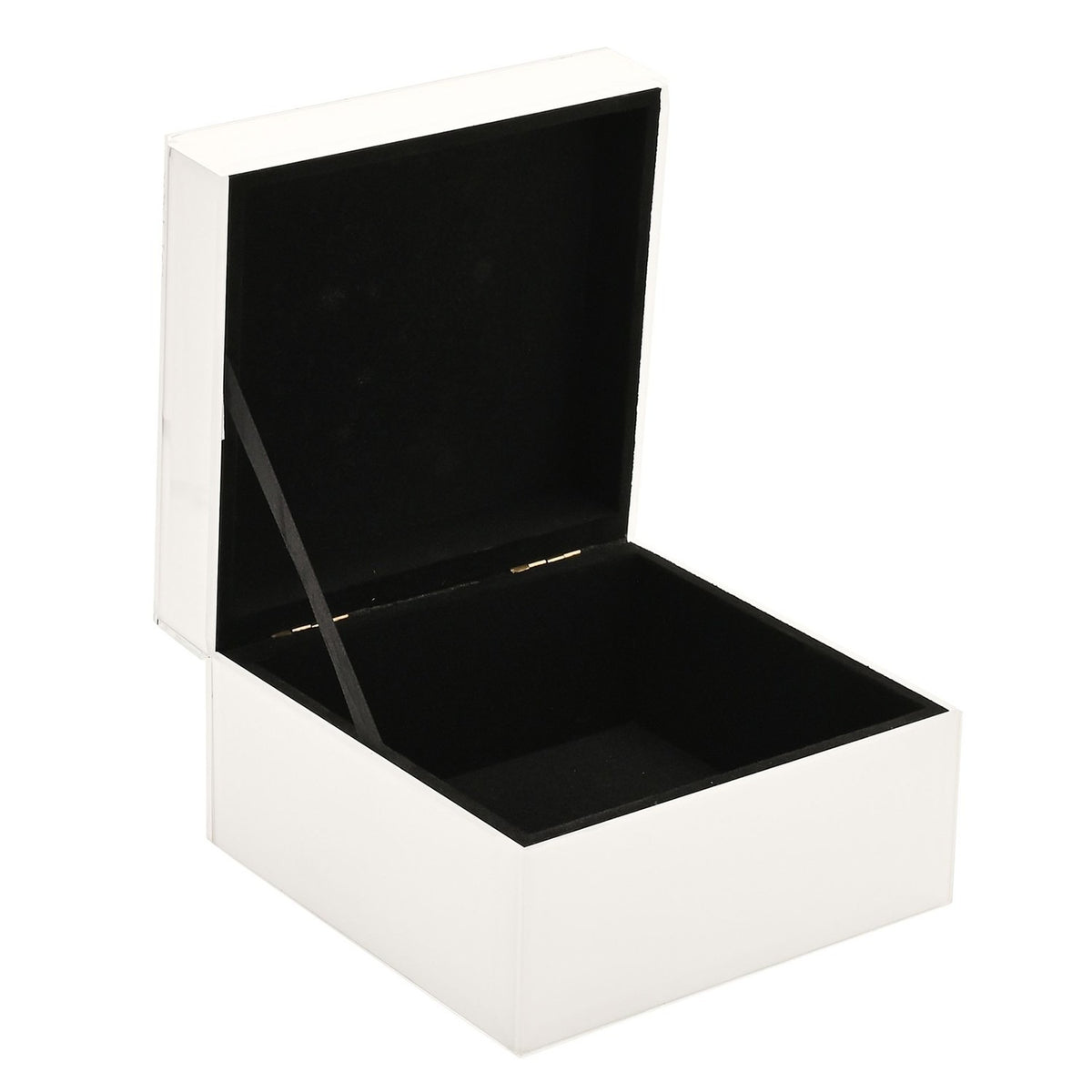 Medium Square Butterfly Glass Trinket Box - White & Silver