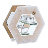 Golden Bee Double Tealight Glass Candle Holder - White & Gold