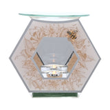 Classic Hexagonal Golden Bee Glass Wax Melt Burner - Silver