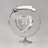 21 Faceted Crystal Heart Freestanding Figurine - Silver