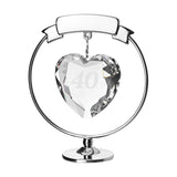 Number 40 Crystal Heart Round Freestanding Figurine - Silver