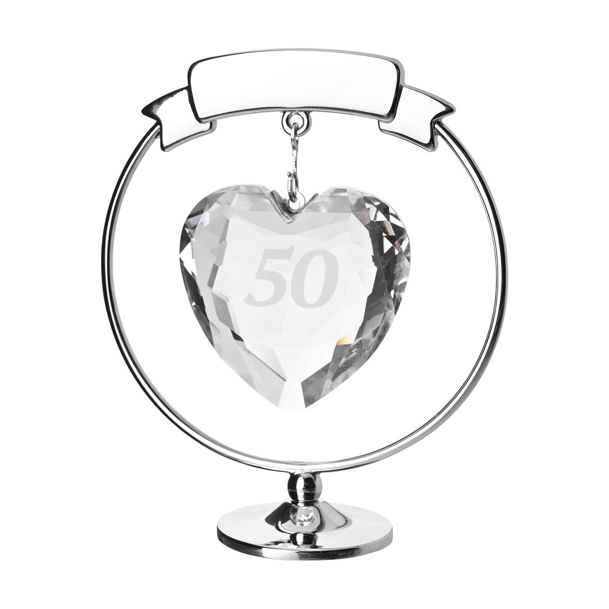 50 Hanging Crystal Heart Freestanding Figurine - Silver