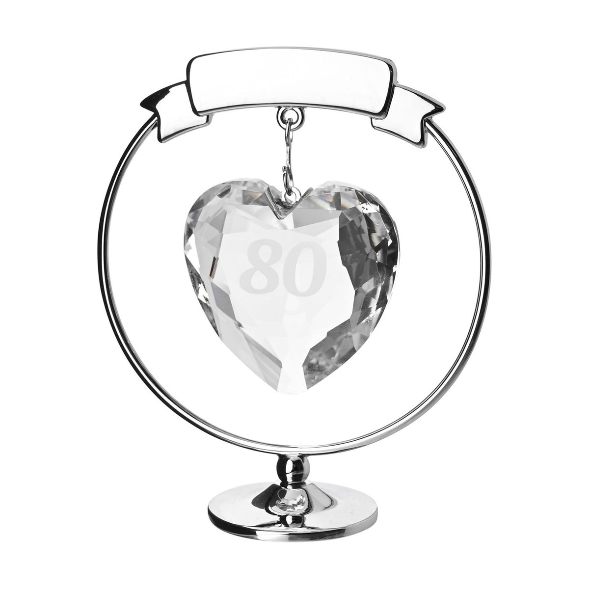 80 Suspended Crystal Heart Freestanding Figurine - Silver