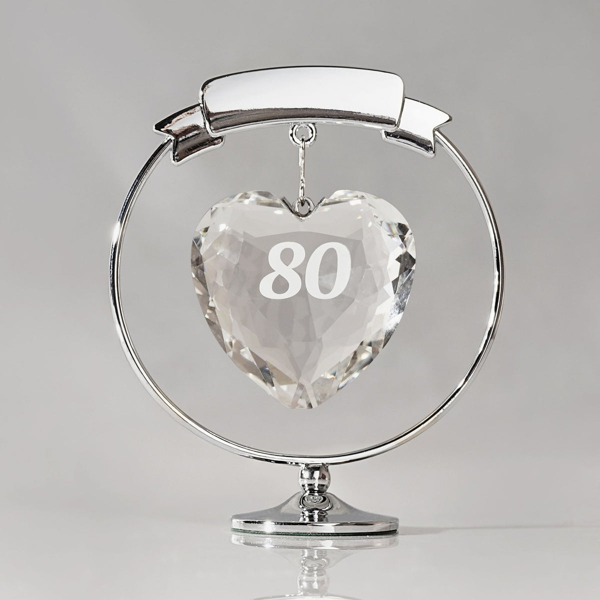 80 Suspended Crystal Heart Freestanding Figurine - Silver