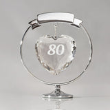 80 Suspended Crystal Heart Freestanding Figurine - Silver
