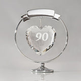 90 Crystal Heart Freestanding Round Metal Figurine - Silver