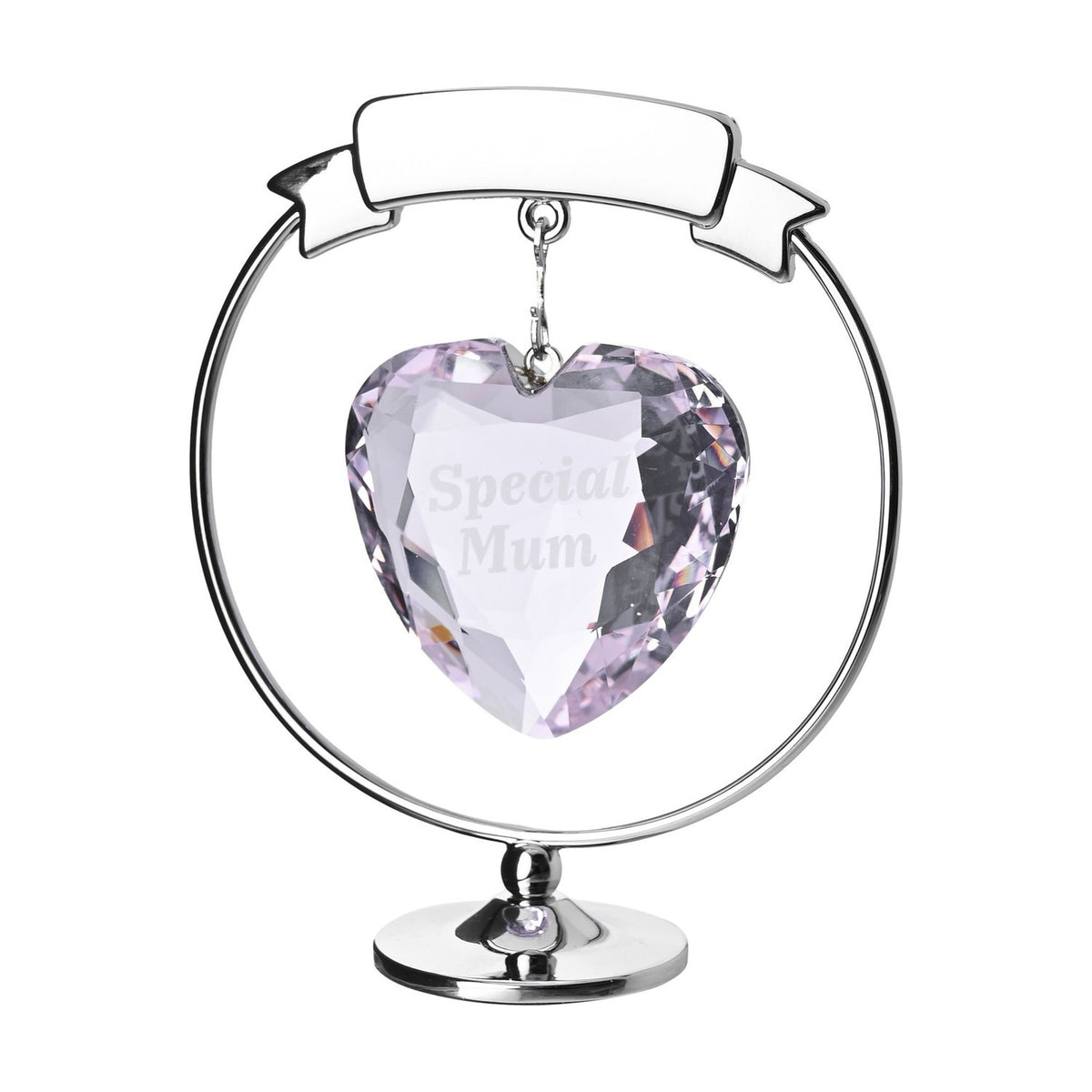 Special Mum Circle & Heart Chrome Plated Decoration - Silver