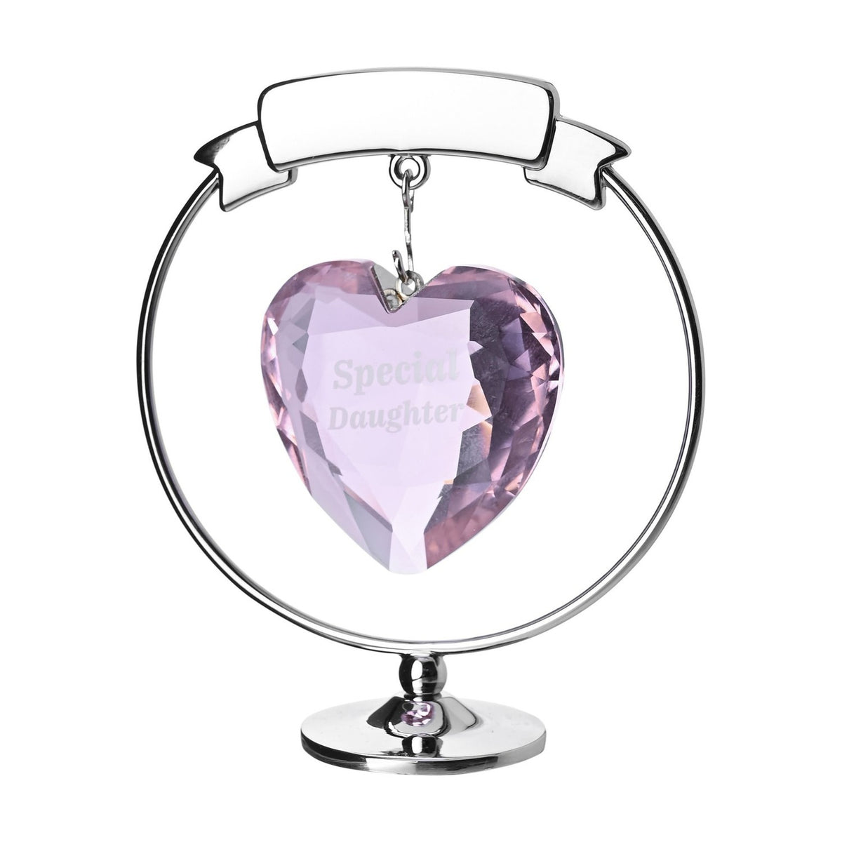 Special Daughter Circle & Heart Chrome Plated Decoration - Silver