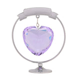 Chrome plated circle and heart decoration with a faceted lilac crystal heart reading "Special Nan" suspended on a hook within a silver ring stand, ribbon banner at top, on a plain white background.