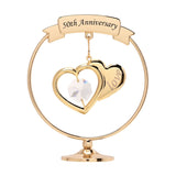 50th Anniversary 2 Hearts Goldplated Circle Decoration - Gold