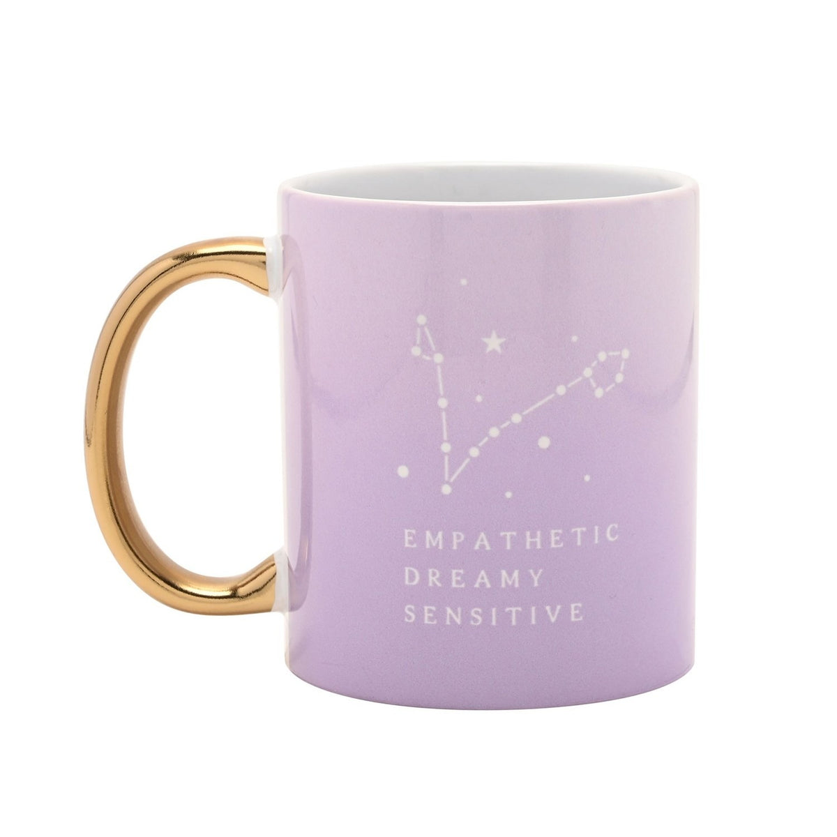 Pisces Fish Zodiac Stoneware Mug with Gold Handle - Purple