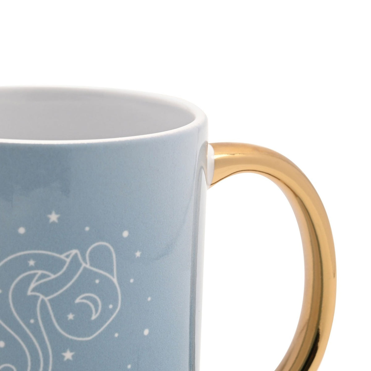 Aquarius Zodiac Sign Stoneware Mug with Gold Handle - Blue