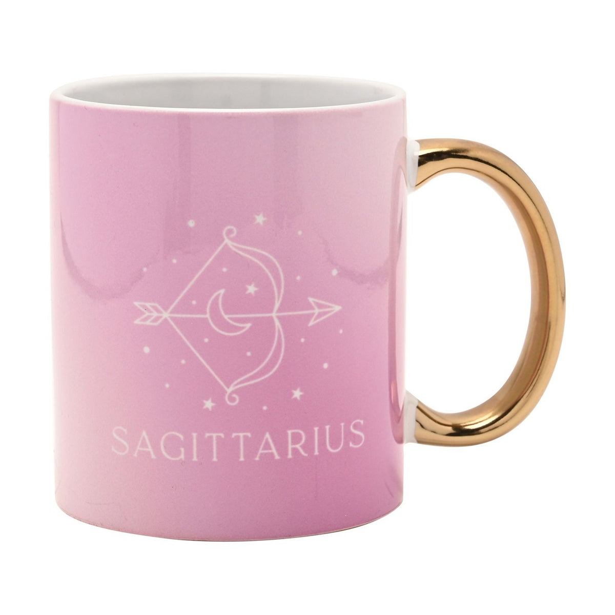 Sagittarius Zodiac Stoneware Mug with Gold Handle - Pink
