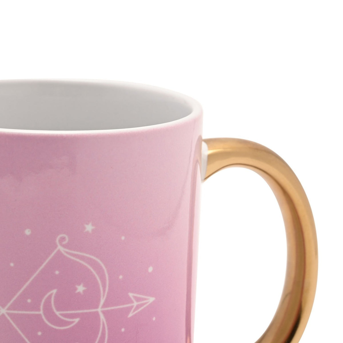 Sagittarius Zodiac Stoneware Mug with Gold Handle - Pink