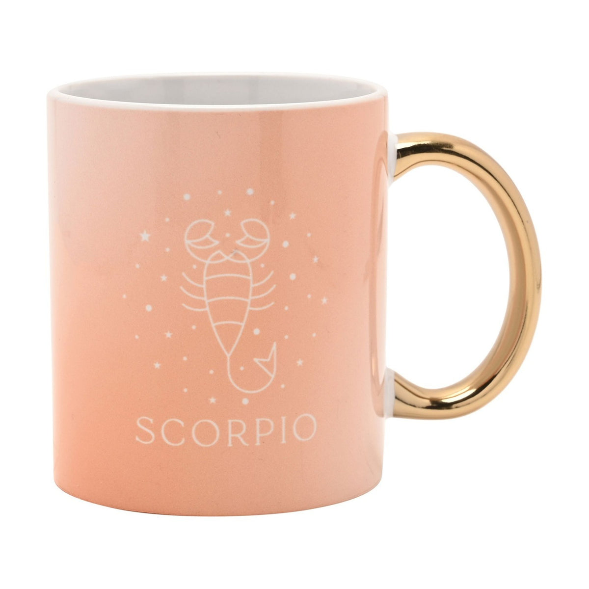 Scorpio Zodiac Sign Stoneware Mug with Gold Handle - Orange