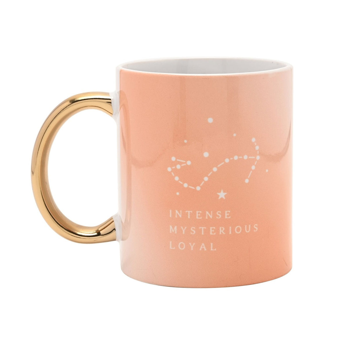 Scorpio Zodiac Sign Stoneware Mug with Gold Handle - Orange