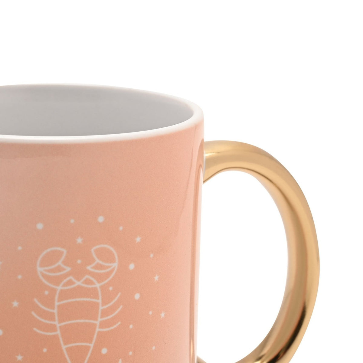 Scorpio Zodiac Sign Stoneware Mug with Gold Handle - Orange
