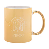 Virgo Zodiac Stoneware Mug with Gold Handle - Yellow