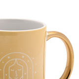 Virgo Zodiac Stoneware Mug with Gold Handle - Yellow