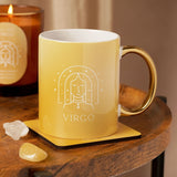 Virgo Zodiac Stoneware Mug with Gold Handle - Yellow