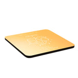 Gemini Zodiac Twin Faces Square Wooden Coaster - Orange