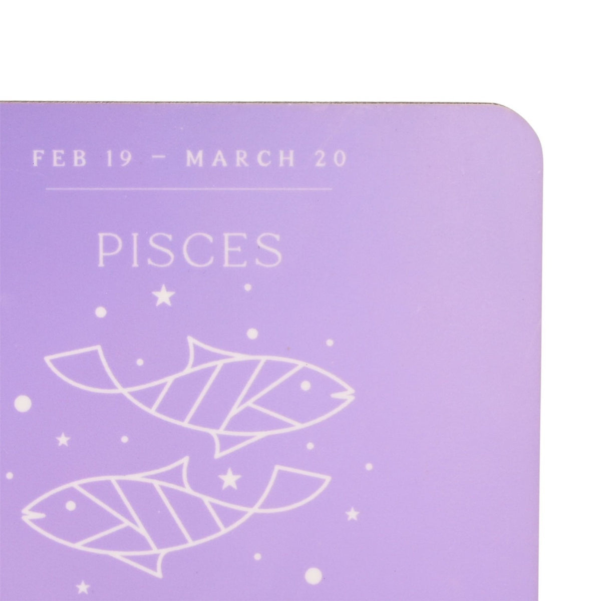 Pisces Zodiac Twin Fish Glossed Wooden Coaster - Purple