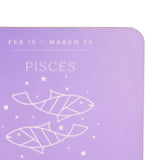 Pisces Zodiac Twin Fish Glossed Wooden Coaster - Purple